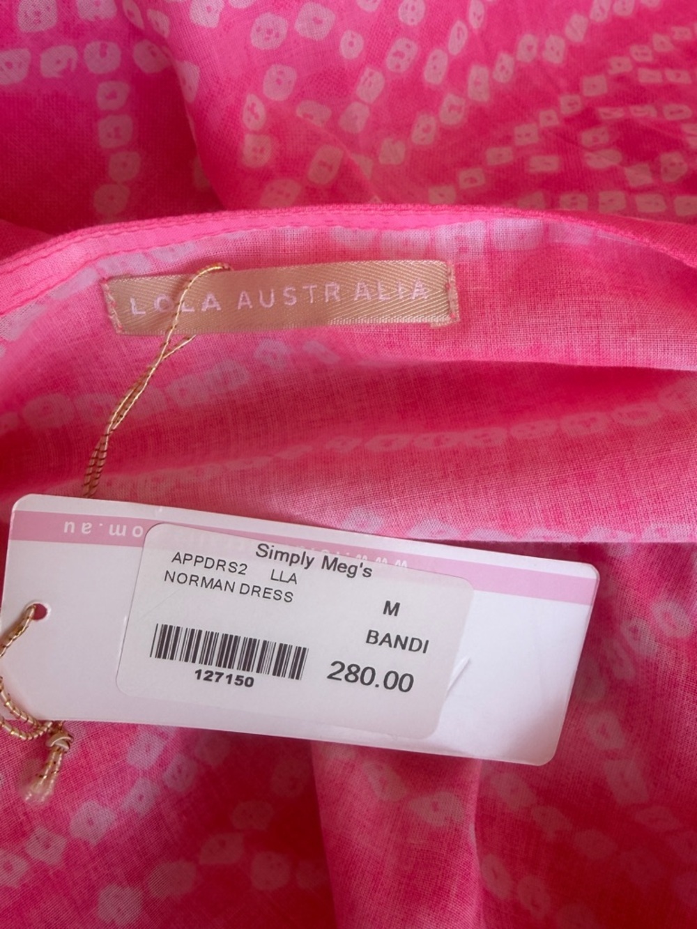 NWT- LOLA AUSTRALIA 🇦🇺 NORMAN BANDI COTTON MAXI PINK SZ M - Picture 8 of 12